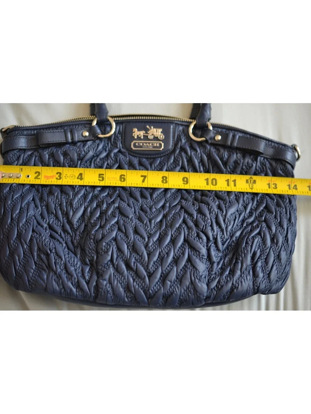 Coach Madison Sophia 18637 70th Anniversary Navy Quilted Chevron Satchel Bag